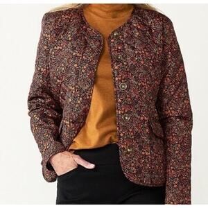 NWT CROFT & BARROW Women Button Down Quilted Vines Jacket Lightweight Size Sz 1X